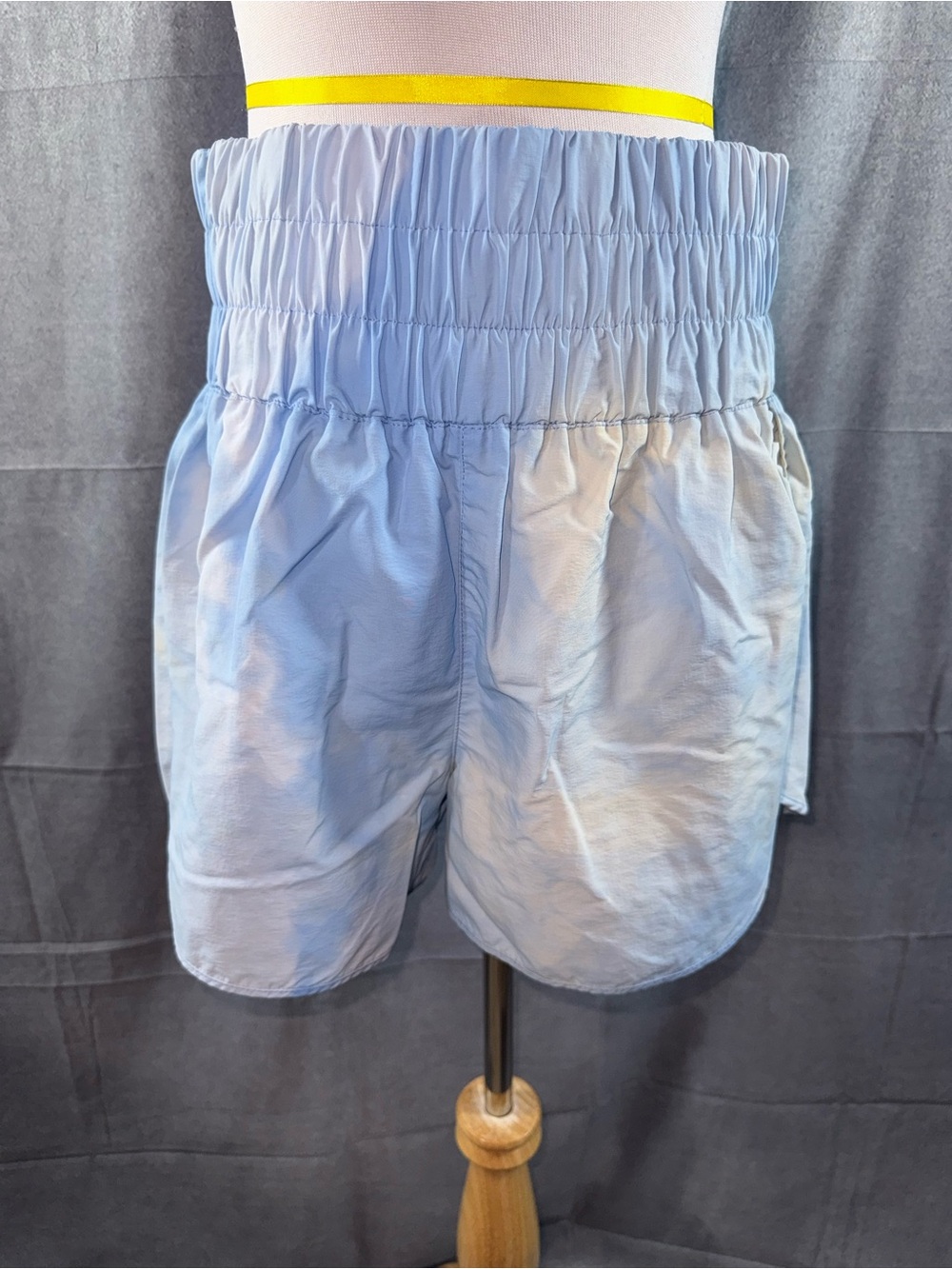 3221-Zenana Outfitters Sky Blue Smocked-Waist Athletic Shorts
